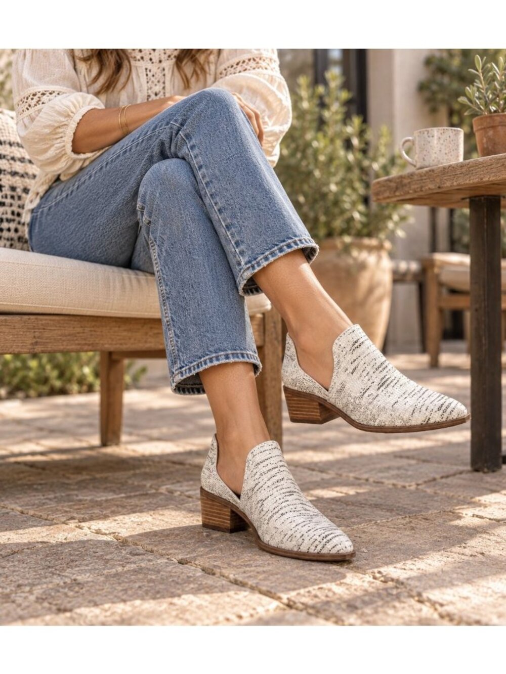 Chinese Laundry Fortune Booties Womens 8 White Lizard Leather Western Cutout